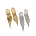 Copper Metallic Diamond Tassel Drop Earrings With Silver Posts, Minimalist Geometric Style view 5