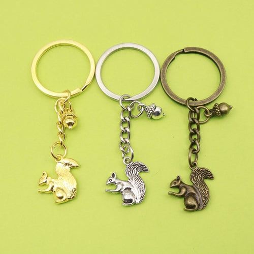 Zinc Alloy Squirrel And Pine Cone Keychain Cute Bag Charm