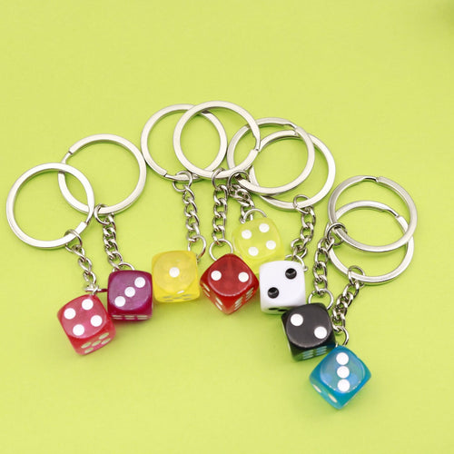 Zinc Alloy Multicolor Dice Keychain For Bag Charm Gift