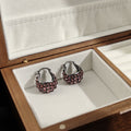 Luxury Vintage Purple Rhinestone Alloy Flower Basket Huggie Hoop Stud Earrings For Women Party Earrings view 3