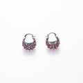 Luxury Vintage Purple Rhinestone Alloy Flower Basket Huggie Hoop Stud Earrings For Women Party Earrings view 5