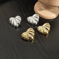 Luxury Irregular Pleated Heart Alloy Stud Earrings For Women Fashion Statement Metal Shell Shape Earrings view 2