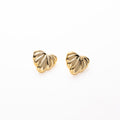Luxury Irregular Pleated Heart Alloy Stud Earrings For Women Fashion Statement Metal Shell Shape Earrings view 5