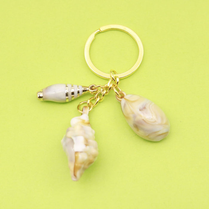 Acrylic Two Tone Shell Cloud Scallop Keychain Bag Charm – Gold