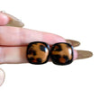 Vintage Acrylic Leather Leopard Print Geometric Square Stud Earrings With Silver Posts view 5