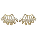 Luxury Zircon Geometric Hollow Curved Stud Earrings For Women With Sparkling Silver Pin view 5