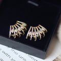 Luxury Zircon Geometric Hollow Curved Stud Earrings For Women With Sparkling Silver Pin view 3