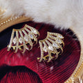 Luxury Zircon Geometric Hollow Curved Stud Earrings For Women With Sparkling Silver Pin view 1