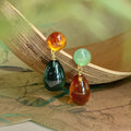Resin Teardrop Pendant Asymmetric Drop Earrings With Silver Pins, New Chinese Minimalist Style view 3