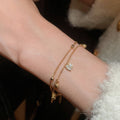 Light Luxury 18K Gold Plated Copper Zircon Double Layer Heart Pendant Bangle For Women view 3
