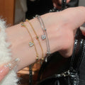 Light Luxury 18K Gold Plated Copper Zircon Double Layer Heart Pendant Bangle For Women view 1
