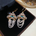 Sparkling Zircon Crystal Triangle Tassel Drop Earrings Court Style Light Luxury Ear Hooks view 4