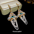 Sparkling Zircon Crystal Triangle Tassel Drop Earrings Court Style Light Luxury Ear Hooks view 2