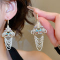 Sparkling Zircon Crystal Triangle Tassel Drop Earrings Court Style Light Luxury Ear Hooks view 1