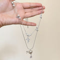 Sparkling Zircon Pearl Beaded Saturn Pendant Necklace Korean Light Luxury Geometric Sweater Chain view 2