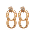 Light Luxury Oval Pleated Metal Zircon Drop Earrings With Silver Posts For Women view 5