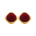 Vintage Hong Kong Style Copper Flocked Geometric Round Pendant Drop Earrings With Silver Posts view 5