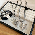 Alloy Rhinestone Woven Rope Star Cross Heart Ethnic Style Necklace Bracelet For Women view 2