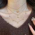 French Court Style Alloy Rhinestone Star Moon Pendant Necklace Jewelry Set view 3