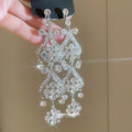 Light Luxury Alloy Rhinestone Teardrop Rhombus Tassel Drop Earrings For Women view 3
