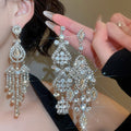 Light Luxury Alloy Rhinestone Teardrop Rhombus Tassel Drop Earrings For Women view 2