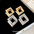 Smooth Metal Rhombus Stud Earrings For Women, European American Statement Geometric Style view 1