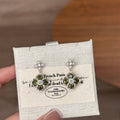 Vintage Floral Faux Pearl Zircon Silver Needle Drop Earrings For Women view 3