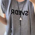 Leather Double Layer Geometric Triangle Cone Adjustable Pendant Sweater Necklace Hip Hop Style Choker view 4