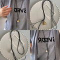 Leather Double Layer Geometric Triangle Cone Adjustable Pendant Sweater Necklace Hip Hop Style Choker view 1