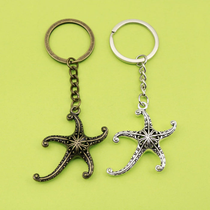 Zinc Alloy Starfish Keychain Beach Bag Charm Gift