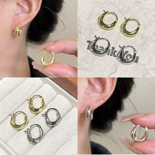 18K Gold Plated Copper Geometric U Shaped Glossy Ear Cuff Earrings Minimalist Style