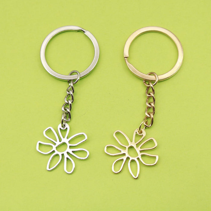 Metal Hollow Flower Keychain Bag Charm