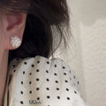Faux Pearl Zircon Flower Cluster Stud Earrings Elegant Luxury Style For Women view 3
