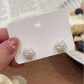 Faux Pearl Zircon Flower Cluster Stud Earrings Elegant Luxury Style For Women view 4