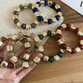 Fashion OL Acrylic Beaded Geometric Stretch Bangle With Round Beads Light Luxury Style view 4