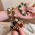 Fashion OL Acrylic Beaded Geometric Stretch Bangle With Round Beads Light Luxury Style view 1