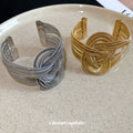 Iron Metal Chain Wrapped Multi Layer Open Bangle For Women Light Luxury European American Style view 4