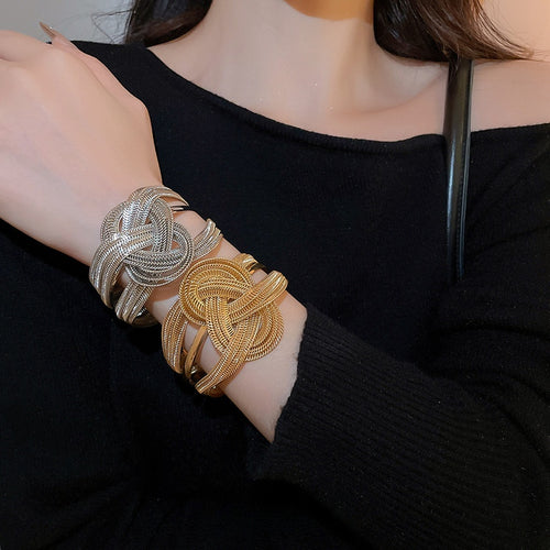Iron Metal Chain Wrapped Multi Layer Open Bangle For Women Light Luxury European American Style