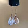 Korean Style Painted Alloy Wrinkled Petal Flower Pendant Drop Earrings For Women view 2