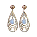 Light Luxury Faux Pearl Teardrop Drop Earrings With Silver Pin Hollow Round Layered Design view 5