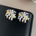 Elegant Korean Pastel Enamel Firework Flower Rhinestone Crystal Alloy Statement Stud Earrings view 2