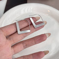 Elegant Korean Silver Alloy Geometric Rhombus Hoop Stud Earrings Minimalist Statement Earrings view 3