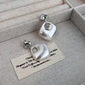 Elegant Brushed Alloy Square Studs With Irregular Hollow Geometric Drop Dangle Earrings view 4