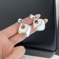 Elegant Brushed Alloy Square Studs With Irregular Hollow Geometric Drop Dangle Earrings view 3