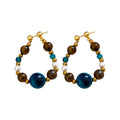 Vintage Ethnic Tiger Eye Teardrop Faux Pearl Stud Earrings With Silver Pins view 5