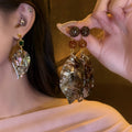 Vintage Ethnic Style Acetate Leaf Pendant Drop Earrings With Silver Needle For Women view 2