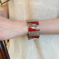 European American Enamel Square Alloy Elastic Rope Splice Bangle Minimalist Geometric Jewelry view 3