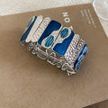 European American Enamel Square Alloy Elastic Rope Splice Bangle Minimalist Geometric Jewelry view 4