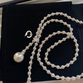 Light Luxury Faux Pearl Zircon Beaded Sweater Necklace, Vintage Geometric Round Pendant Choker view 1
