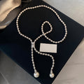 Light Luxury Faux Pearl Zircon Beaded Sweater Necklace, Vintage Geometric Round Pendant Choker view 4